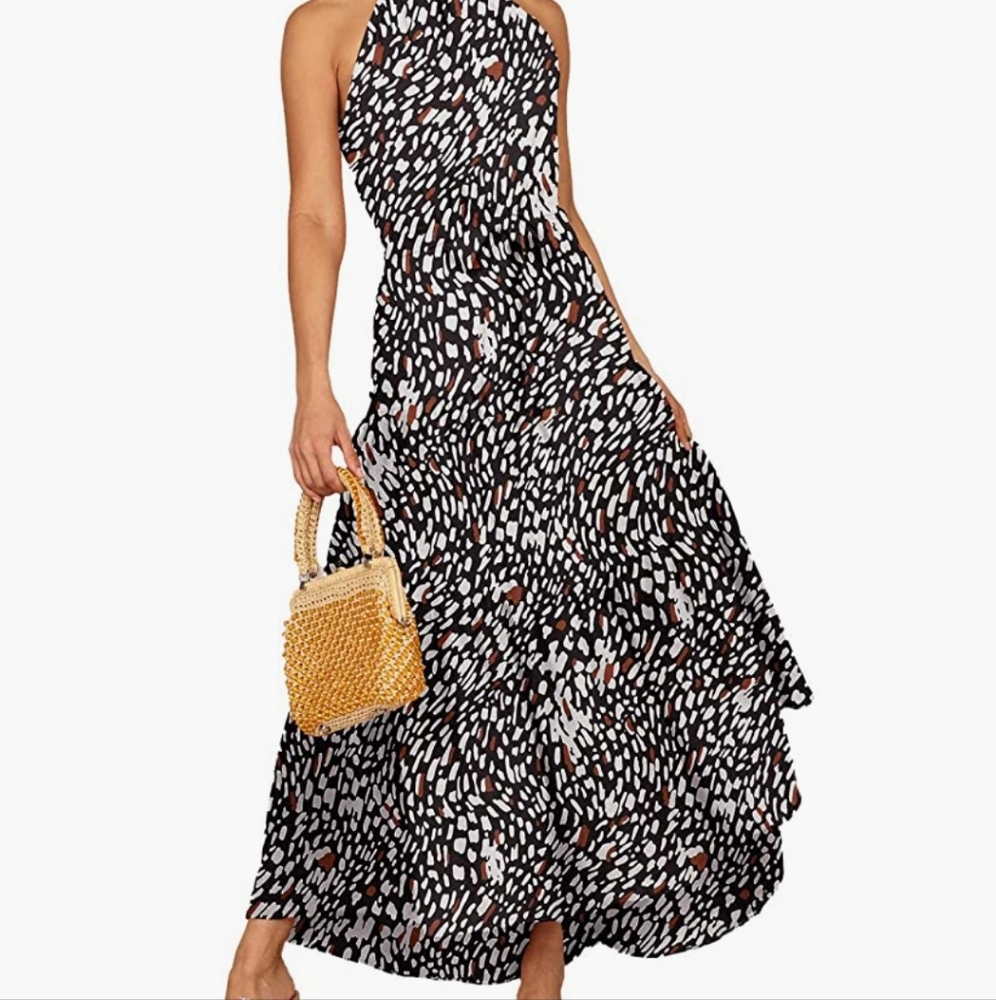 Prettygarden women's casual halter sleeveless floral long maxi dress